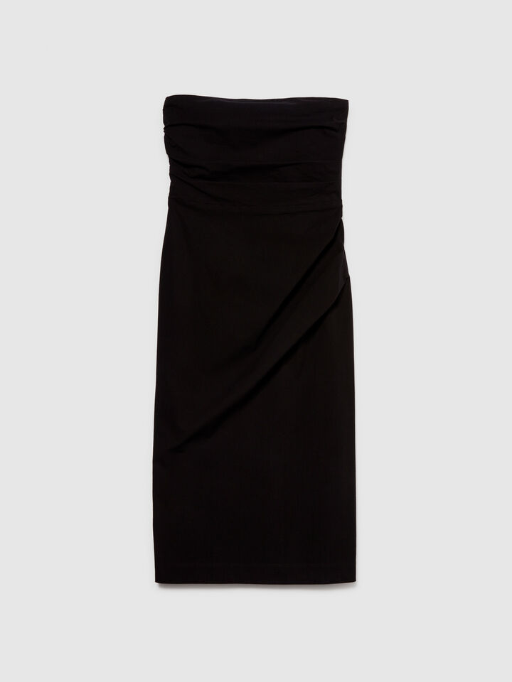 Slim fit dress with rouching - women's midi dresses - Black | Sisley image number 6